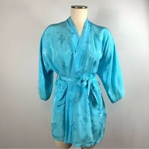 Vintage Health Shanghai China Teal Blue Kimono